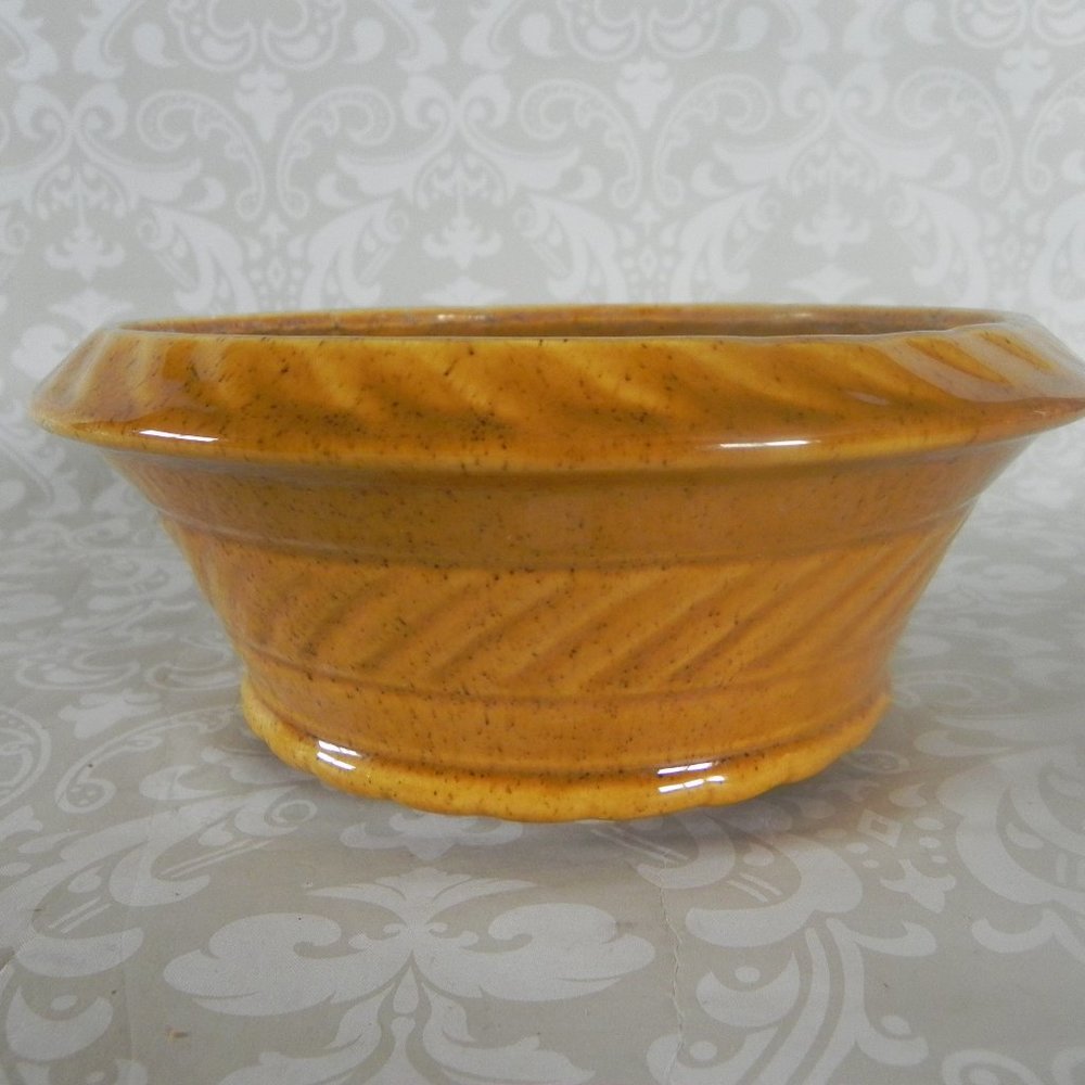 Haeger Pumpkin Color Glazed Floral Bowl Speckled